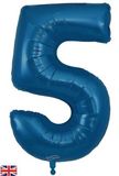 Oaktree 34inch Number 5 Metallic Navy Blue - Foil Balloons